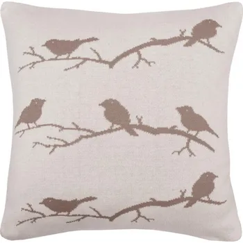 Bytový textil SCANquilt pletený povlak DESIGN ptáci naturbéžová 45 x 45 cm