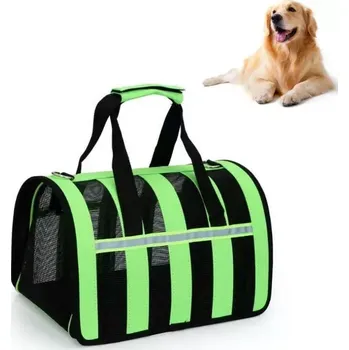 Taška pro psa a kočku TopTechnology Skládací prodyšná taška pro domácí zvířata, velikost L (zelená)
