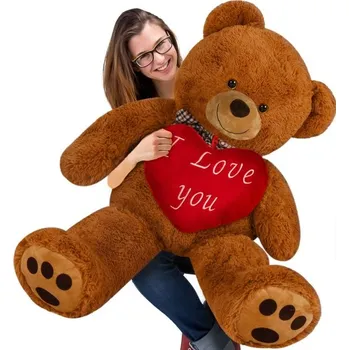 plyšák Velký hnědý plyšový medvěd 100 cm - XXL se srdcem