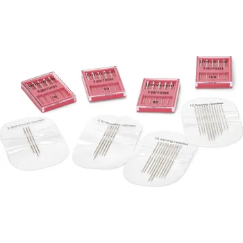 Nástroj na niť a příze 704389 - Tchibo - Sada jehel do šicího stroje a jehel na ruční šití - barva: růžová