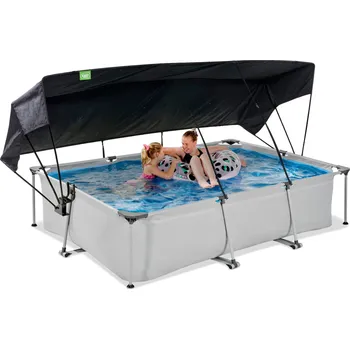 Bazén Bazén EXIT Soft Grey 300x200x65cm s filtračním čerpadlem a sluneční stříškou - šedý | 30.23.32.50