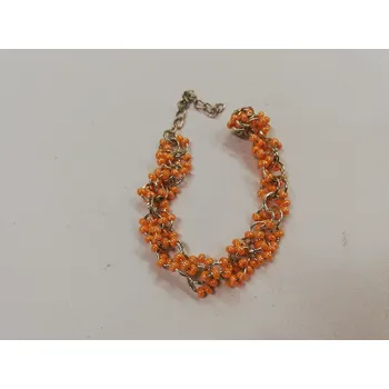 Náramek Náramek s korálky - oranžový lesklý - délka 17-22 cm