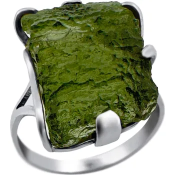Prsten Vltavín Moldavite Stříbrný prsten s vltavínem P35 0052