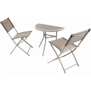 Zahradní sestava Jumi Balkonový set kovový 2+1 s půlkulatým stolkem Dora béžový