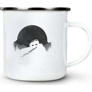 Offroad západ, bílý tisk - Plechový hrnek VELKÝ 400ml (500 ml po okraj) - 400 ml