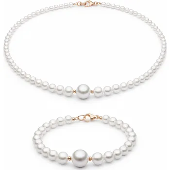 Souprava šperků ANNA PERLY Luxusní perlový set šperků s pravou Edison perlou a růžově pozlacenými prvky