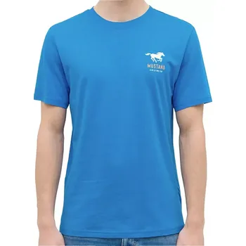 Pánské oblečení Pánské velké tričko Mustang 1015068-5177 modré s potiskem (4XL)