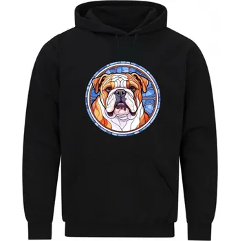 Pánská mikina Pánská mikina Anglický buldok ve Vitráži Stained Glass (Velikost: 5XL, Barva: Černá)
