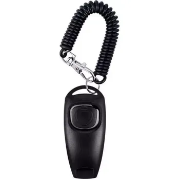 Pomůcka pro výcvik zvířete TopTechnology 2v1 klikr a pískátko pro výcvik psů s dlouhým náramkem (černé)