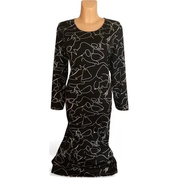 Dámské šaty Černé šaty s dlouhým rukávem CALIB, Barva Černá, Velikost XXXXL58, Materiál 88%Vs 6%Pa 6%Pu