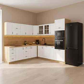 Kuchyňská linka Kuchyňská linka STILO ab | ve tvaru L | 260x320 cm | zásuvky PREMIUM BOX | artisan/bílá