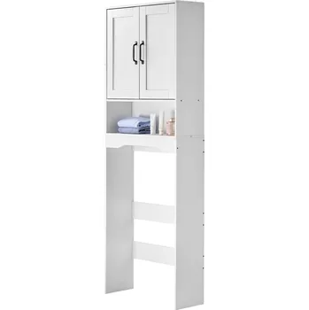 Nábytek Vevor Skříňka nad WC 165.1 cm, dvojité dveře, nastavitelná police, bílá