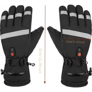 Moto rukavice Vyhřívané rukavice s reflexními pruhy na USB, vel.L+baterie, černé