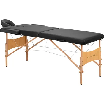 Masážní stůl Balance skládací masážní stůl dřevěný 2 segmenty černé