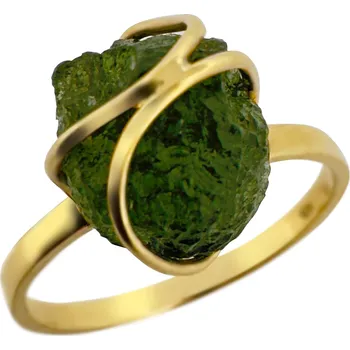 Prsten Vltavín Moldavite Zlatý prsten s vltavínem P27 0036