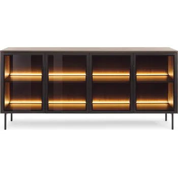 Komoda LUMI d | komoda 181 4D + LED | 181 cm | dub dunin/černá