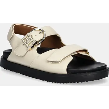 Dámské sandále Kožené sandály Tommy Hilfiger LEATHER SPORTY SANDAL dámské, béžová barva, FW0FW08799 01X, EUR 41