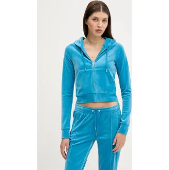 Dámská mikina Mikina Juicy Couture dámská, tyrkysová barva, s kapucí, s aplikací, JCWA122001 55X, vel. M