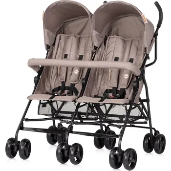 Kočárek CHIPOLINO Kočárek pro dvojčata golfový Double Point Tiramisu