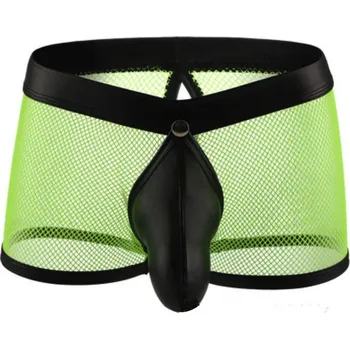 Pánské erotické prádlo Erotické pánské síťované boxerky, odepínácí cock sock, s otvorem Světle zelená XL