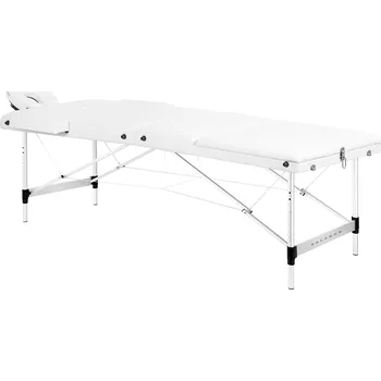 Zahradní stůl Balance skládací masážní stůl hliníkový 3 segmenty bílý