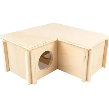 DUVO+ Domeček dřevěný pro drobné hlodavce 24 × 24 × 11 cm bungalov ve tvaru L