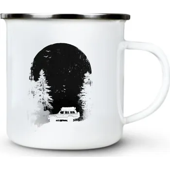 Offroad západ, V2, bílý tisk - Plechový hrnek VELKÝ 400ml (500 ml po okraj) - 400 ml