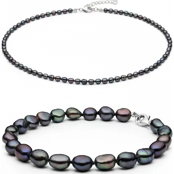 Souprava šperků ANNA PERLY Minimalistický set šperků z luxusních černých barokních perel