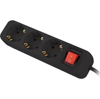 Elektrická zásuvka Prodlužovací přepěťová lišta 1,5 m se 3 zásuvkami 230 V, černá