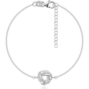 Náramek Náramek ze stříbra 925 - uzel s trojitým ramenem, čiré zirkony