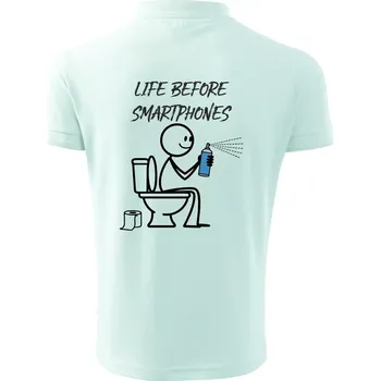 Pánská košile LIFE BEFORE SMARTPHONES - Polokošile pánská Pique Polo 203 - L ( Frost )