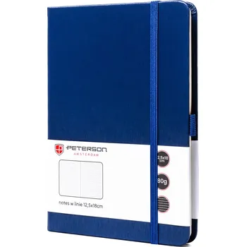 Ledvinka Peterson zápisník formátu B6, potištěný linkami, vybavený gumičkou Barva: námořnictvo