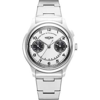 Hodinky Vulcain Monopusher Heritage - Panda - Black Carbon Leather Strap + 5 let záruka a dárek ZDARMA