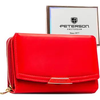Peněženka Peterson peněženka z ekokůže se zapínáním na druk a zip Barva: Červená