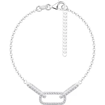 Náramek Náramek ze stříbra 925 - tři oválná očka řetízku s čirými zirkony