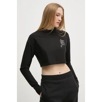 Pánské tričko Bavlněné tričko s dlouhým rukávem Calvin Klein Jeans J20J224991 černá 99X, vel. M