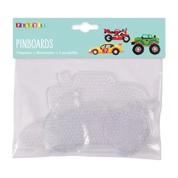 Dětské navlékací korálky Průhledné destičky pro zažehlovací korálky Auta 3ks | Podložky na korálky pro šablony