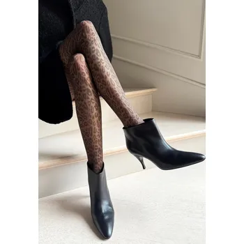 Dámské punčochy Veneziana Černé silonky se vzorem Leopardo 20 den 2-4 Velikost: L, Barva: cappuccino