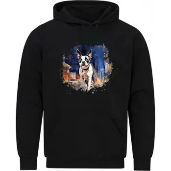 Pánská mikina Pánská mikina Bostonský teriér v Noci Velkoměsta (Velikost: 5XL, Barva: Černá)