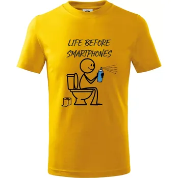 Chlapecké tričko LIFE BEFORE SMARTPHONES - Tričko dětské bavlněné - 146 cm/10 let ( Žlutá )
