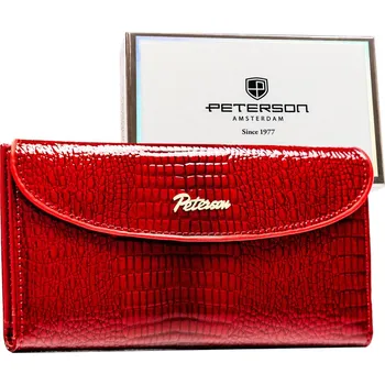 Peněženka Peterson Dámská horizontální peněženka s reliéfním vzorem krokodýla Barva: Červená