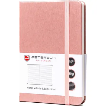 Outdoorové zavazadlo Peterson zápisník A6 s linkovaným tiskem a elastickým zapínáním Barva: Růžová