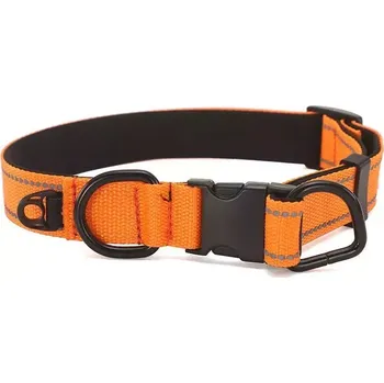 Obojek pro psa TopTechnology Reflexní obojek pro domácí mazlíčky, voděodolný, černá spona, velikost M (oranžový)