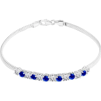 Náramek Náramek ze stříbra 925 - modré a čiré zirkony, širší řetízek