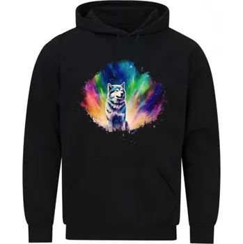 Pánská mikina Pánská mikina Husky pod Polární Září (Velikost: 5XL, Barva: Černá)