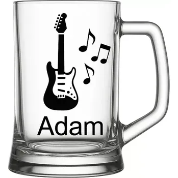 Sklenice Půllitr s pískovaným motivem elektrické kytary (Půllitr pro sportovce s pískovaným motivem elektrické kytary)