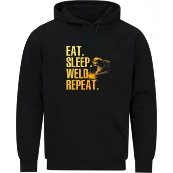 Pánská mikina Pánská mikina Jez Spi Svařuj Opakuj Eat Sleep Weld Repeat (Velikost: 5XL, Barva: Černá)