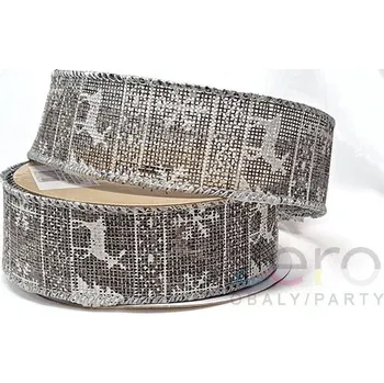 Stuha Stuha jutová 3,8 cm x 7 y - šedá vánoční