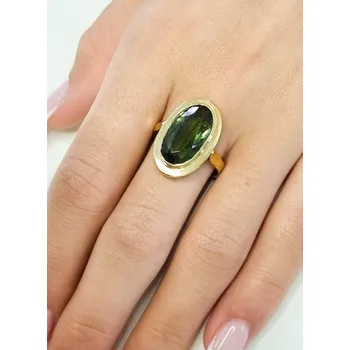 Prsten Zlatý prsten s vltavínem P22 0096