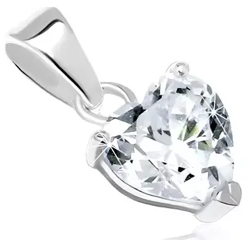 Přívěsek Blýskavý stříbrný přívěsek 925, čiré zirkonové srdíčko v ozdobném kotlíku